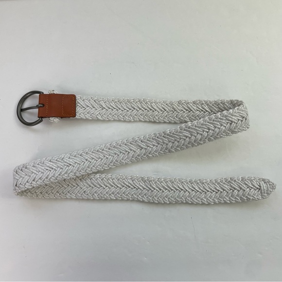 White Stretch Braided Raffia Seagrass Belt - Picture 7 of 12